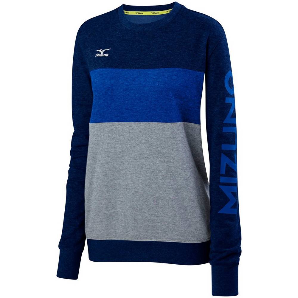 Sudaderas Mizuno Retro Crew Mujer Azul Marino/Azul Real Ofertas DOBA-97568